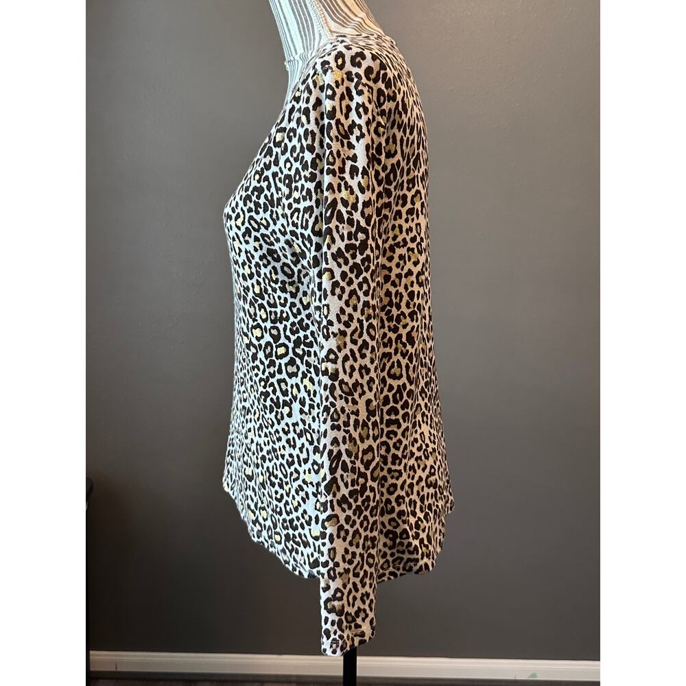 White Stag Leopard Print Long Sleeve Top Soft Cotton Blend Size Medium - Picture 5 of 8
